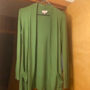 Green cardigan sweater